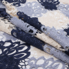Navy, Gray and Ivory Floral Tri-Color Guipure Lace - Folded | Mood Fabrics