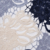 Navy, Gray and Ivory Floral Tri-Color Guipure Lace - Detail | Mood Fabrics