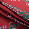 Red and Green Floral Jacquard Panel - Folded | Mood Fabrics