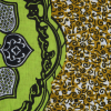 Lime Green and Gold Geometric Waxed Cotton African Print - Detail | Mood Fabrics