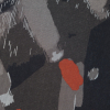 Taupe and Orange Abstract Printed Silk Chiffon - Detail | Mood Fabrics