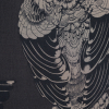 Beige and Black Owl Printed Silk Chiffon - Detail | Mood Fabrics