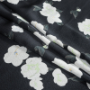 Black and White Floral Hammered Silk Charmeuse - Folded | Mood Fabrics