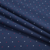 Navy, Red and White Polka Dot Embroidered Cotton Shirting - Folded | Mood Fabrics
