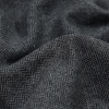 Italian Black and Gray Herringbone Wool Tweed - Detail | Mood Fabrics