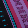 Famous NYC Designer Pink, Teal and Purple Printed Crepe de Chine Silk Panel - Detail | Mood Fabrics