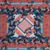 Mandarin and Baby Blue Floral Organic Viscose Batiste Panel | Mood Fabrics