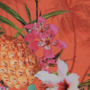 Orange Pineapple Printed Organic Viscose Batiste - Detail | Mood Fabrics