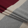 Burgundy, Oatmeal and Gray Awning Striped Jersey - Folded | Mood Fabrics