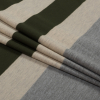 Olive, Oatmeal and Gray Awning Striped Jersey - Folded | Mood Fabrics