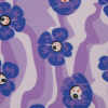 Purple Floral Eyeball Printed Silk Crepe - Detail | Mood Fabrics
