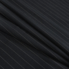 Black and White Pinstriped Super 150 Wool Suiting - Folded | Mood Fabrics