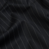 Black and White Pinstriped Super 150 Wool Suiting - Detail | Mood Fabrics