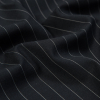 Charcoal and White Pinstriped Super 150 Wool Suiting - Detail | Mood Fabrics
