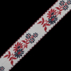 Red, White and Blue Floral German Jacquard Ribbon - 0.875 - Detail | Mood Fabrics