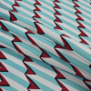 Red, White and Aqua Striped Geometric Rayon Lining - Folded | Mood Fabrics