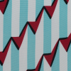 Red, White and Aqua Striped Geometric Rayon Lining - Detail | Mood Fabrics