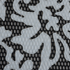Black Wonder Mesh with White Floral Faux Leather Embroidered Borders - Detail | Mood Fabrics