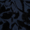 Bonded Navy Wool Knit and Black Velour with Flocked Floral Design - Detail | Mood Fabrics