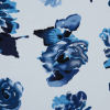 Blue and White Floral Stretch Cotton Sateen - Detail | Mood Fabrics