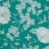 Teal and White Floral Embroidered Voile - Detail | Mood Fabrics