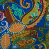 Blue and Green Paisley Waxed African Print - Detail | Mood Fabrics