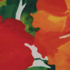 Italian Red and Orange Floral Scuba Knit - Detail | Mood Fabrics