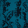 Oceanic Blue and Navy Scroll Printed Cotton Twill with a Brushed Back - Detail | Mood Fabrics