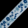 White and Blue Floral German Jacquard Ribbon - 1.25 - Detail | Mood Fabrics