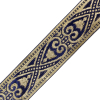 Purple and Metallic Gold Heart Jacquard Ribbon - 1.5 - Detail | Mood Fabrics