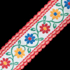 Red, Yellow and Blue Raised Floral German Jacquard Ribbon - 2 - Detail | Mood Fabrics