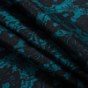 Milly Teal and Black Lace Printed Silk and Wool Twill - Folded | Mood Fabrics