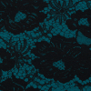 Milly Teal and Black Lace Printed Silk and Wool Twill - Detail | Mood Fabrics