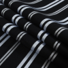 Black Cotton Twill with Silver Embroidered Stripes - Folded | Mood Fabrics