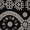 Beige and Black Embroidered Cotton Eyelet with Scalloped Edges - Detail | Mood Fabrics