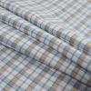 Blue, White and Tan Plaid Linen Woven - Folded | Mood Fabrics