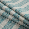 Teal and Beige Striped Slubbed Linen Woven - Folded | Mood Fabrics