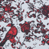 Red, White and Black Bird of Paradise Printed Stretch Cotton Shirting - Detail | Mood Fabrics