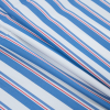 Blue, White and Red Striped Stretch Cotton Shirting - Folded | Mood Fabrics
