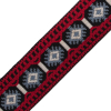 Red, Black and Blue Jacquard Ribbon - 2 - Detail | Mood Fabrics
