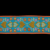 Blue, Orange and Mustard Hearts Jacquard Ribbon - 2.25 - Detail | Mood Fabrics