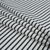 Optic White and Black Striped Stretch Double Knit - Folded | Mood Fabrics