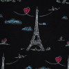 Black Eiffel Tower Cotton Jersey - Detail | Mood Fabrics