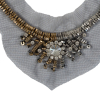 Italian Silver and Gold Beaded Rhinestone Neckline Applique on Black Mesh - Detail | Mood Fabrics