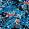 Blue Tropical Toucan Printed Linen Woven - Detail | Mood Fabrics