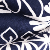 Denim and White Floral Printed Linen Woven - Detail | Mood Fabrics