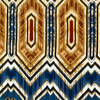 Italian Beige, Blue and Rust Geometric Printed Silk Crepe de Chine | Mood Fabrics