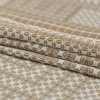 Beige and White Crochet Lace Printed Silk Crepe de Chine Panel - Folded | Mood Fabrics
