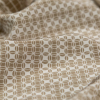 Beige and White Crochet Lace Printed Silk Crepe de Chine Panel - Detail | Mood Fabrics