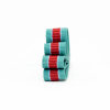 Italian Jade and Red Striped Grosgrain Ribbon - 0.625 - Detail | Mood Fabrics